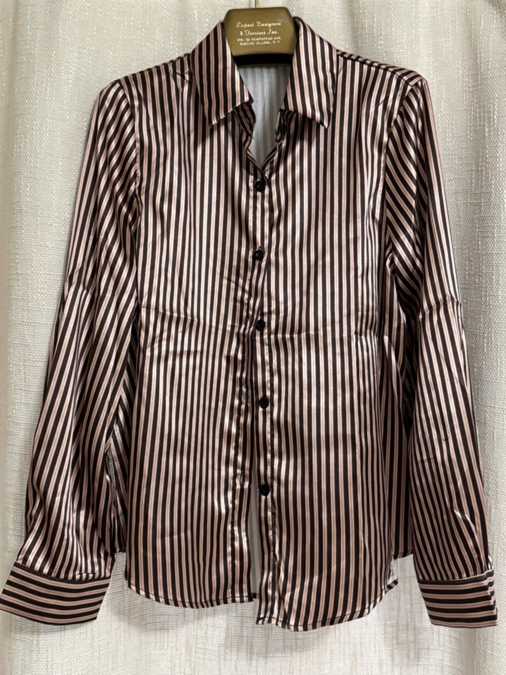 Striped Button-Up Blouse in Bronze - Picture 2 of 4